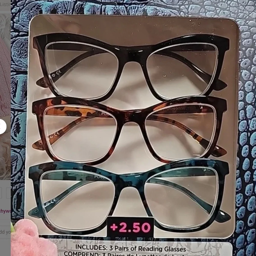 NIB! Betsey Johnson Stylish Set of 3 Reading Glasses! Strength +2.50